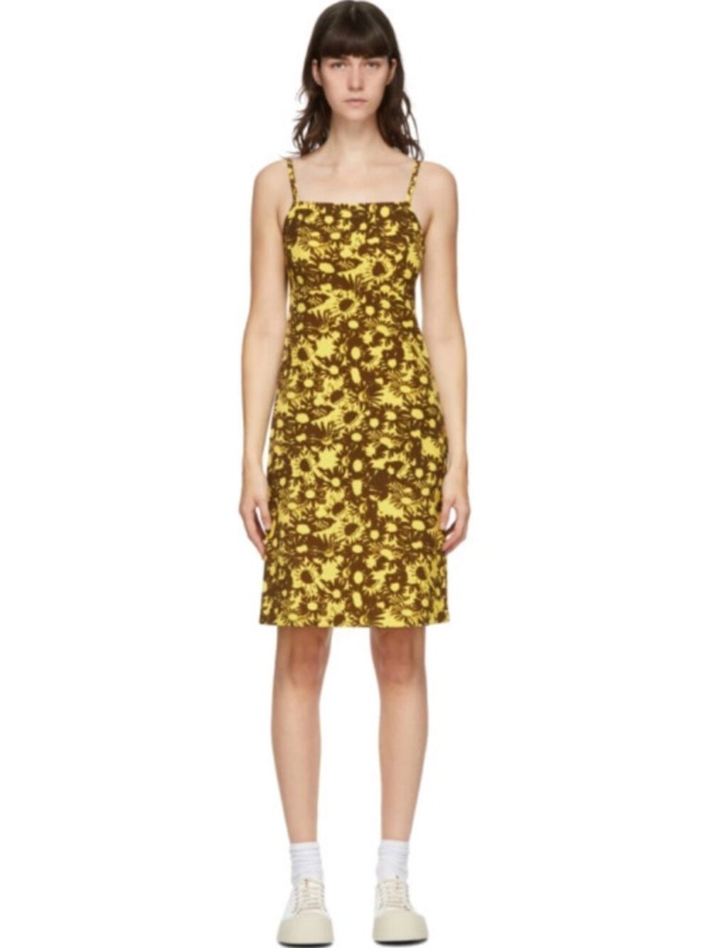 Heaven by Marc Jacobs Yellow and Brown Techno Floral Dress